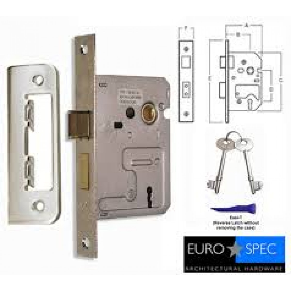 Eurospec 2 Lever Mortice Lock 2.5" Lock